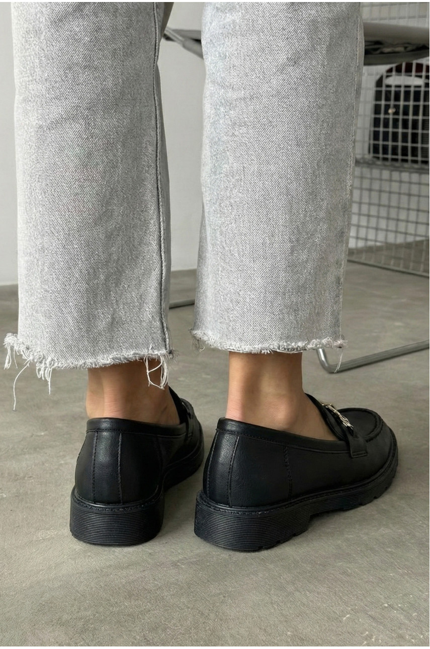 Туфли-лоферы женские черного цвета JB1710-1 210066