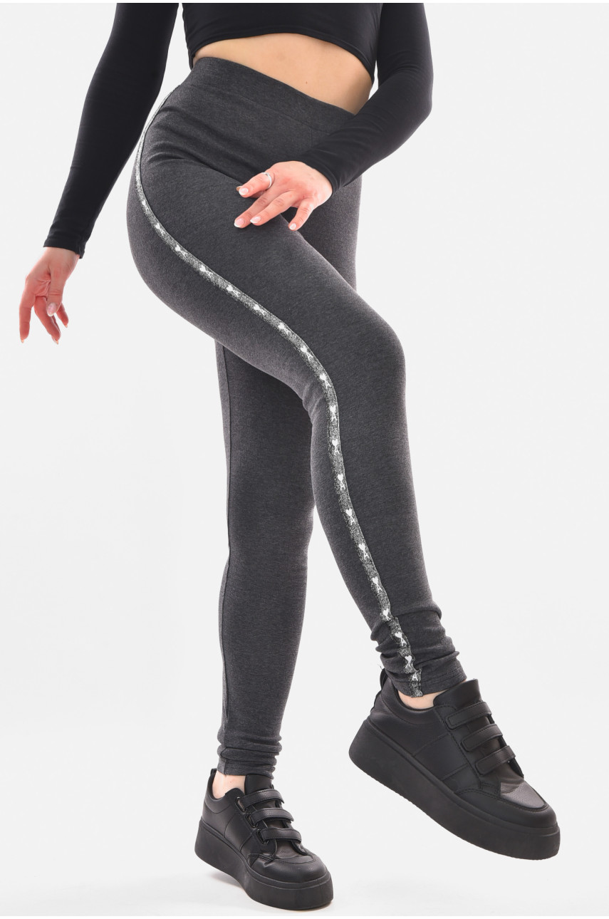 Лосины женские однотонные тёмно-серого цвета 5033-19 210069