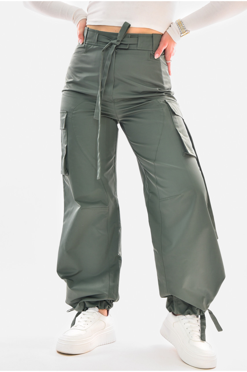 Штаны женские однотонные цвета хаки 210084