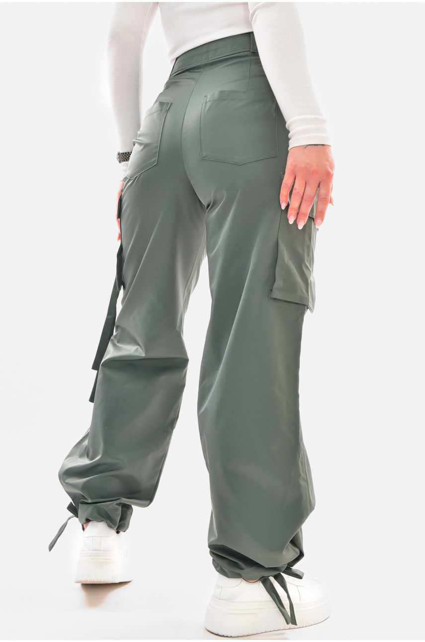 Штаны женские однотонные цвета хаки 210084