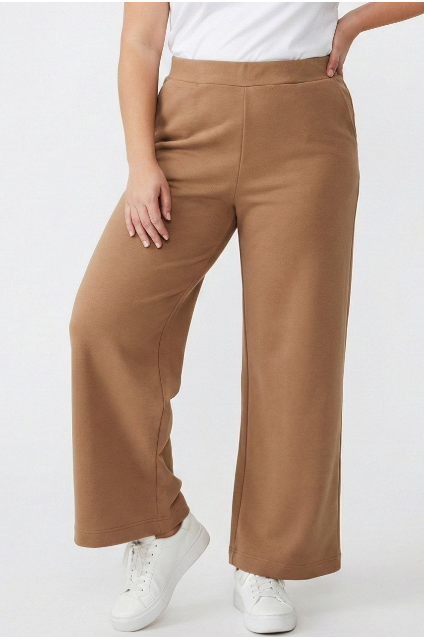 Штаны женские однотонные бежевого цвета 210085