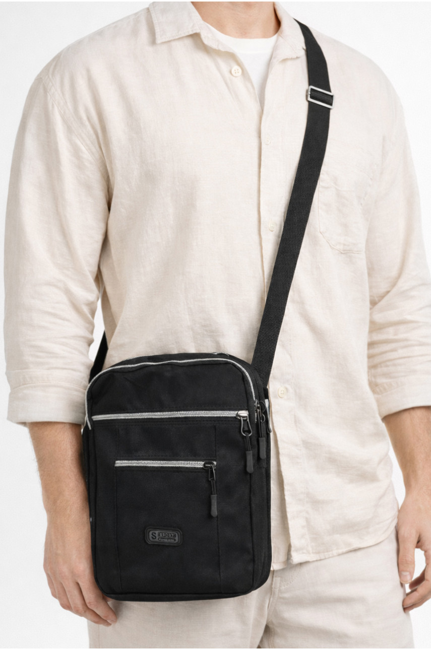 Сумка мужская через плечо текстиль черного цвета 19114 210093