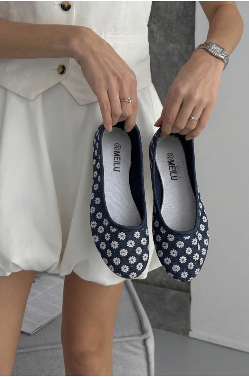 Балетки женские темно-синего цвета текстиль Т300 210096