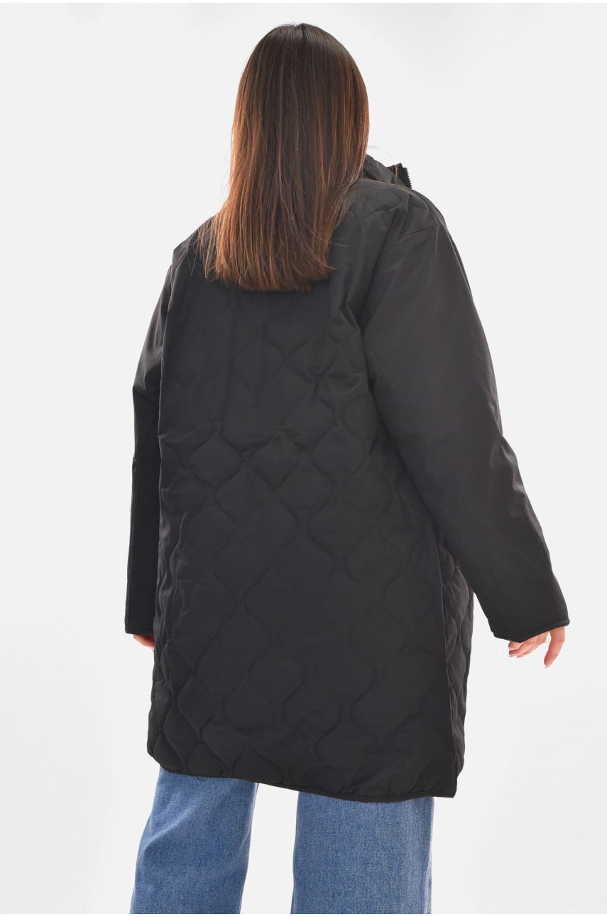 Куртка женская демисезонная двухсторонняя черного цвета 181 210098