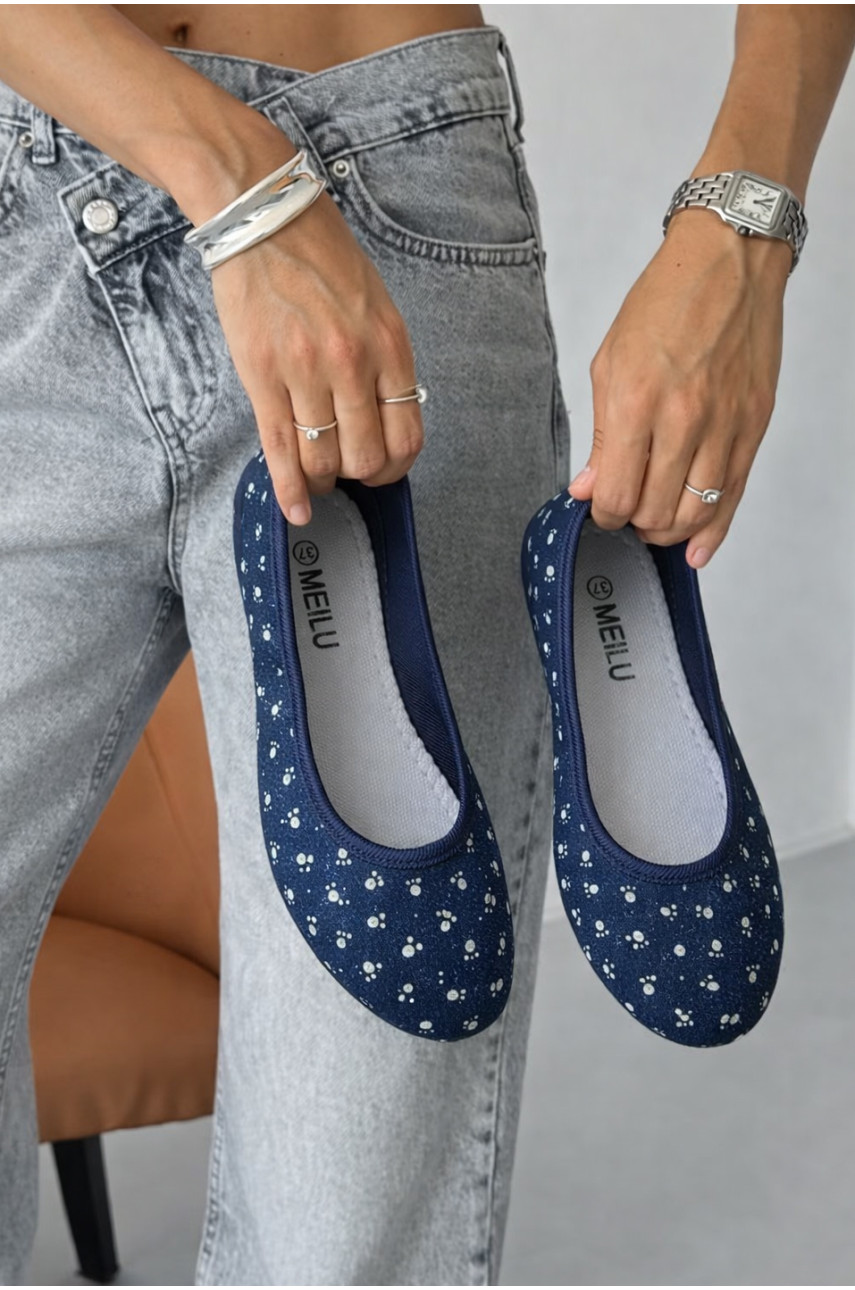 Балетки женские темно-синего цвета текстиль Т308 210099