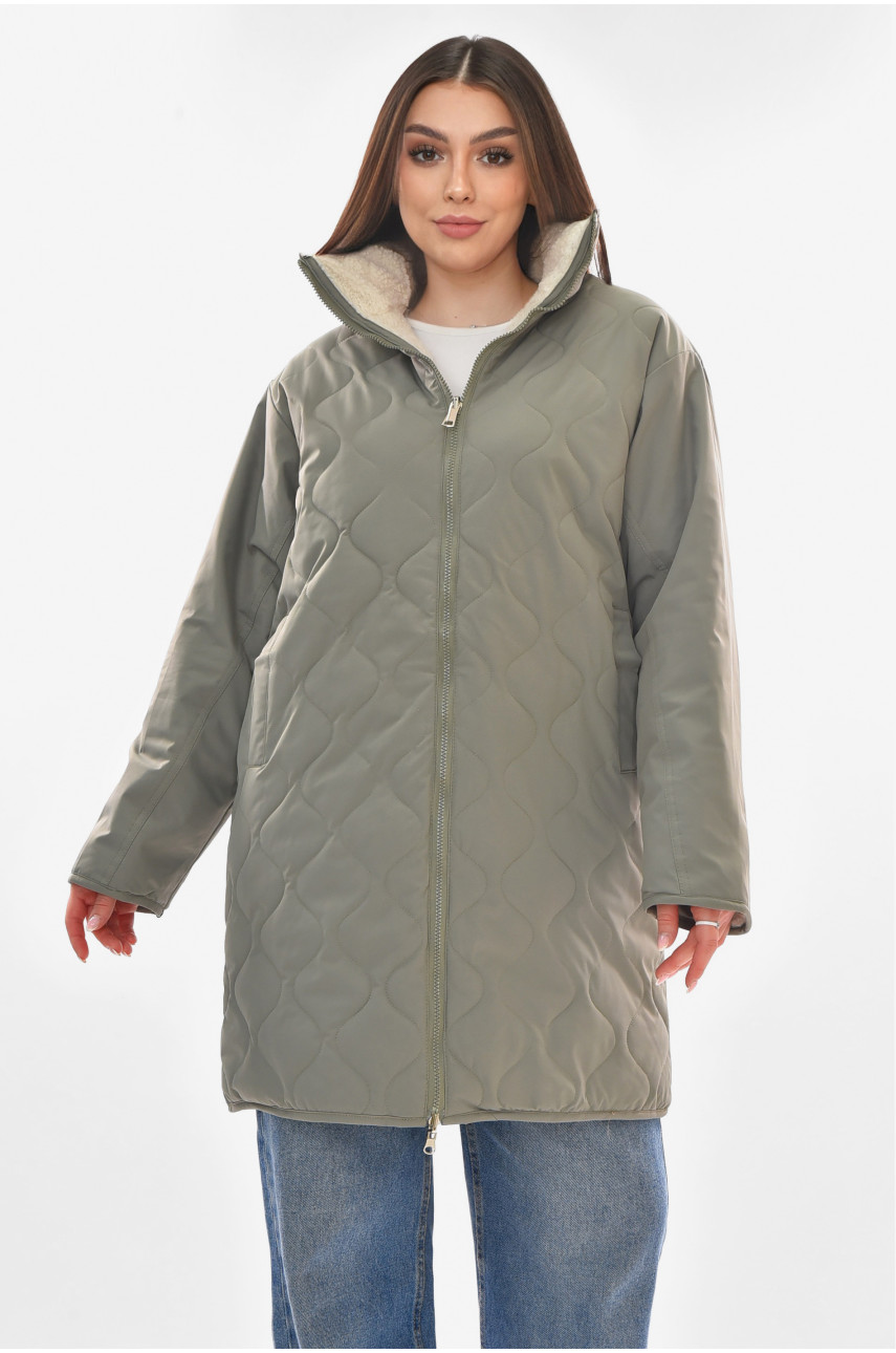 Куртка женская демисезонная двухсторонняя серого цвета 181 210102