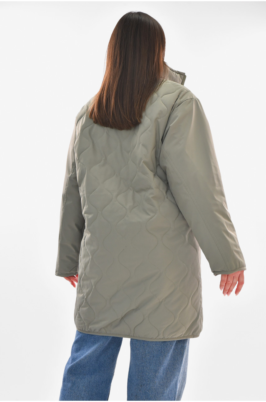 Куртка женская демисезонная двухсторонняя серого цвета 181 210102