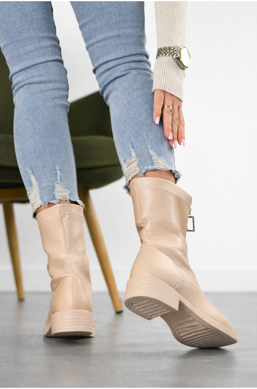 Ботинки женские демисезонные светло-бежевого цвета 537-2-2 210108