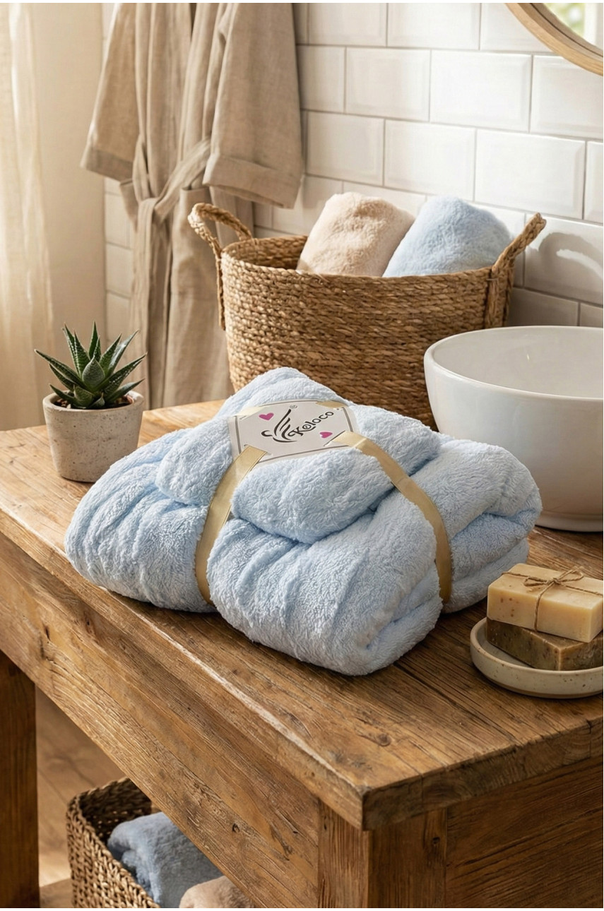 Набор однотонных полотенец из микрофибры банное+для лица светло-серого цвета 98-982 210116