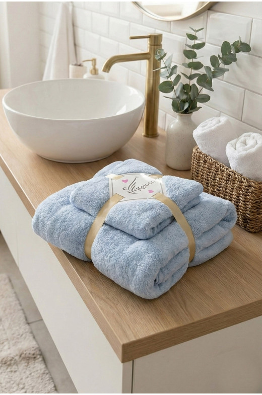 Набор однотонных полотенец из микрофибры банное+для лица серого цвета 98-982 210117