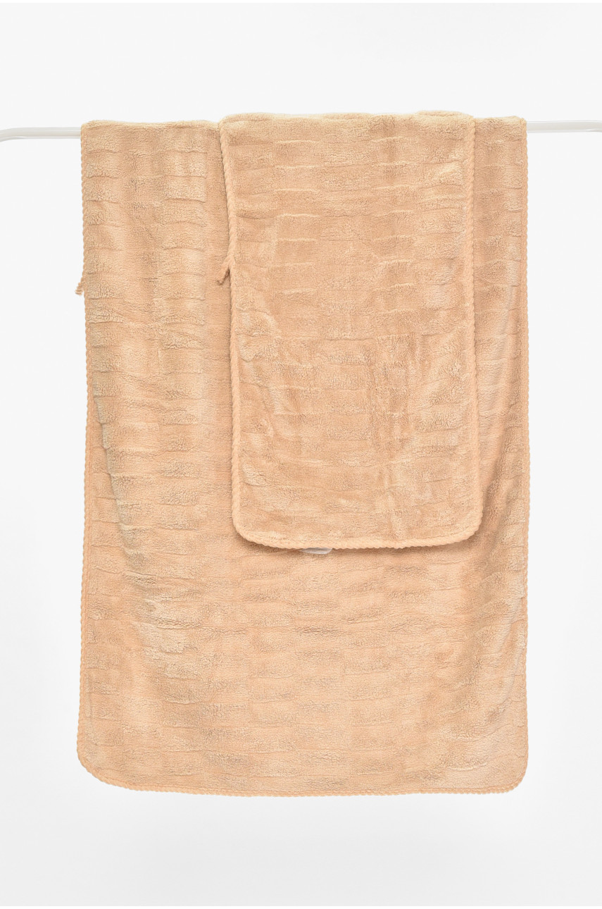 Набор однотонных полотенец из микрофибры банное+для лица светло-бежевого цвета 98-982 210118