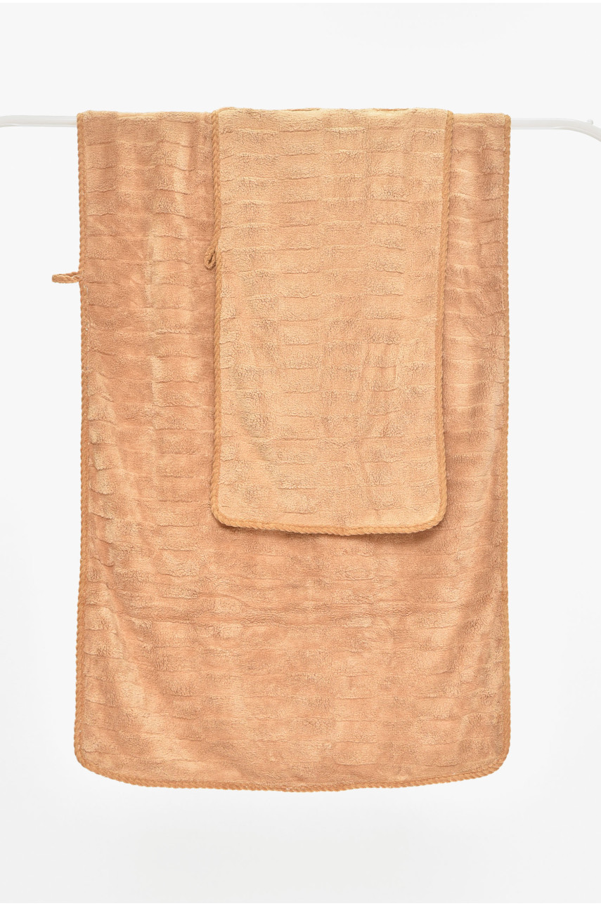 Набор однотонных полотенец из микрофибры банное+для лица бежевого цвета 98-982 210119