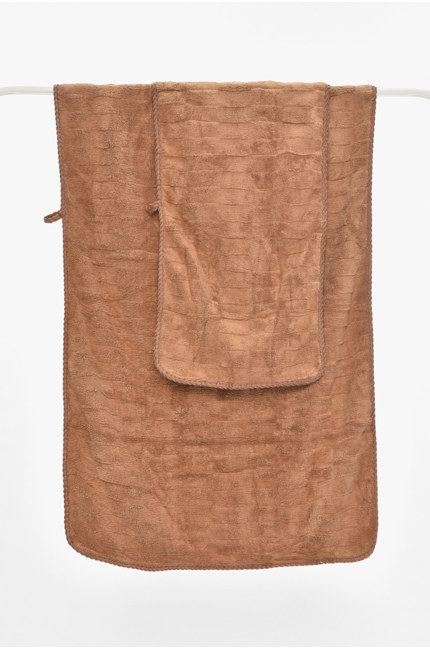 Набор однотонных полотенец из микрофибры банное+для лица коричневого цвета 98-982 210120