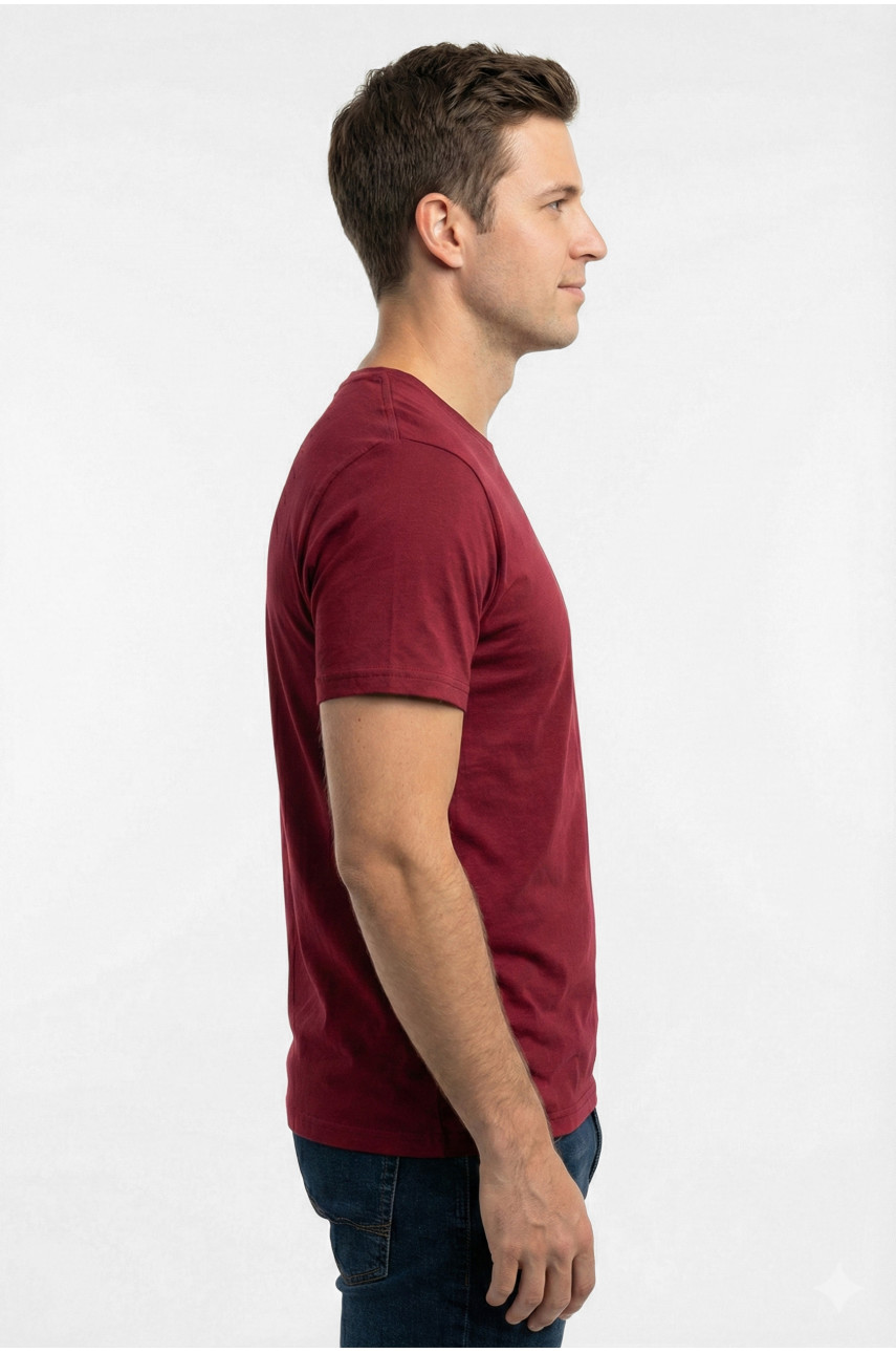 Футболка чоловіча однотонна бордового кольору 210121