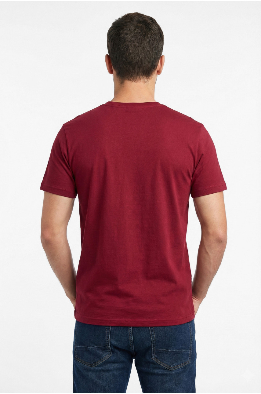 Футболка чоловіча однотонна бордового кольору 210121 Футболка чоловіча однотонна бордового кольору 210121