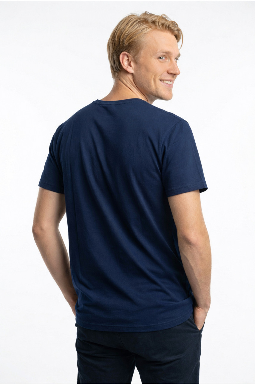 Футболка чоловіча однотонна синього кольору 210123 Футболка чоловіча однотонна синього кольору 210123