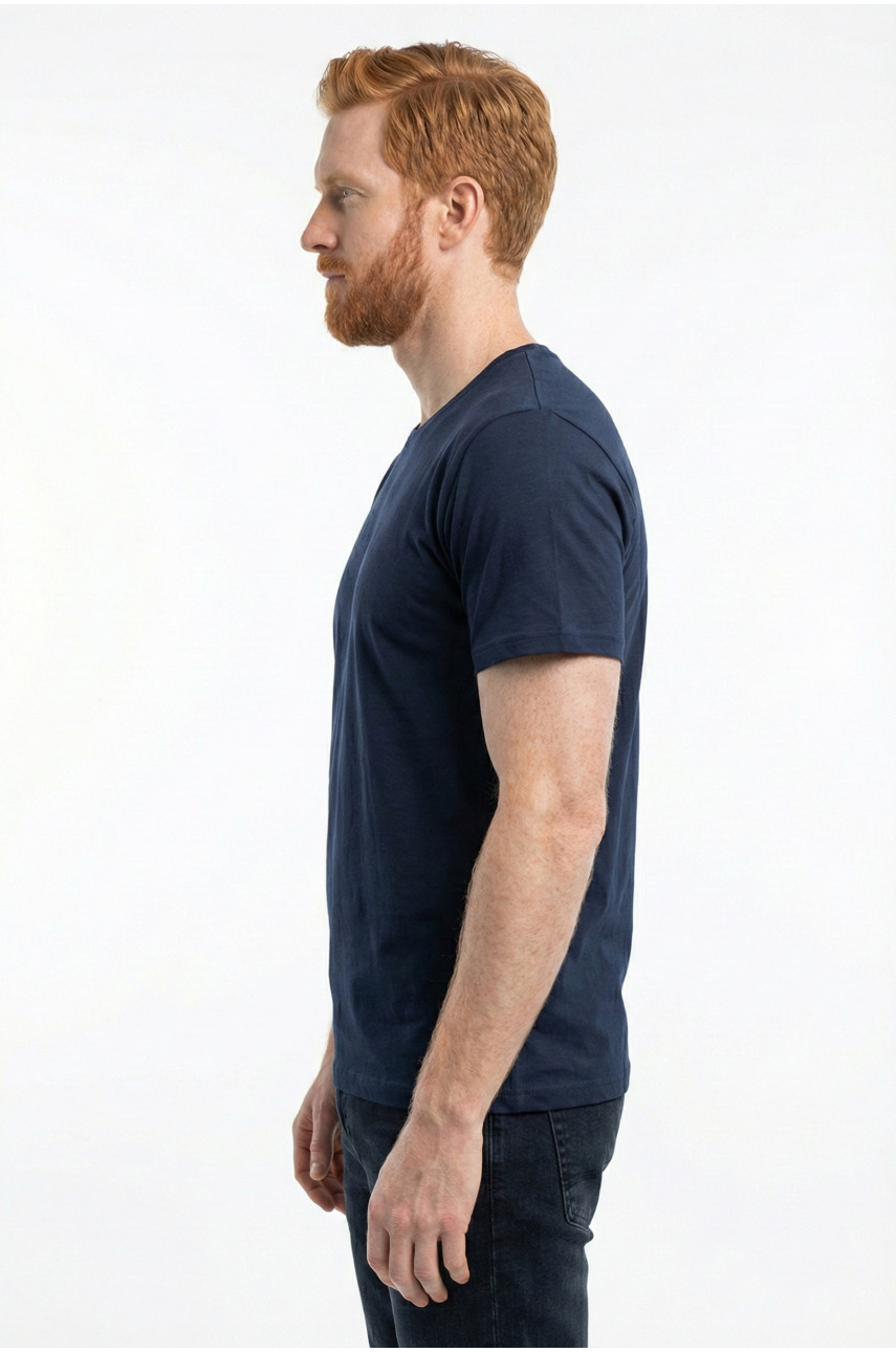 Футболка чоловіча однотонна темно-синього кольору 210125