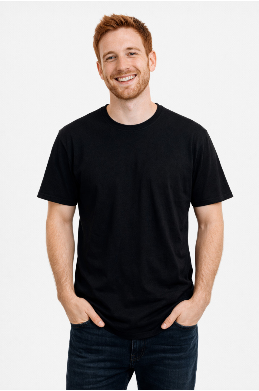 Футболка чоловіча однотонна чорного кольору 210127