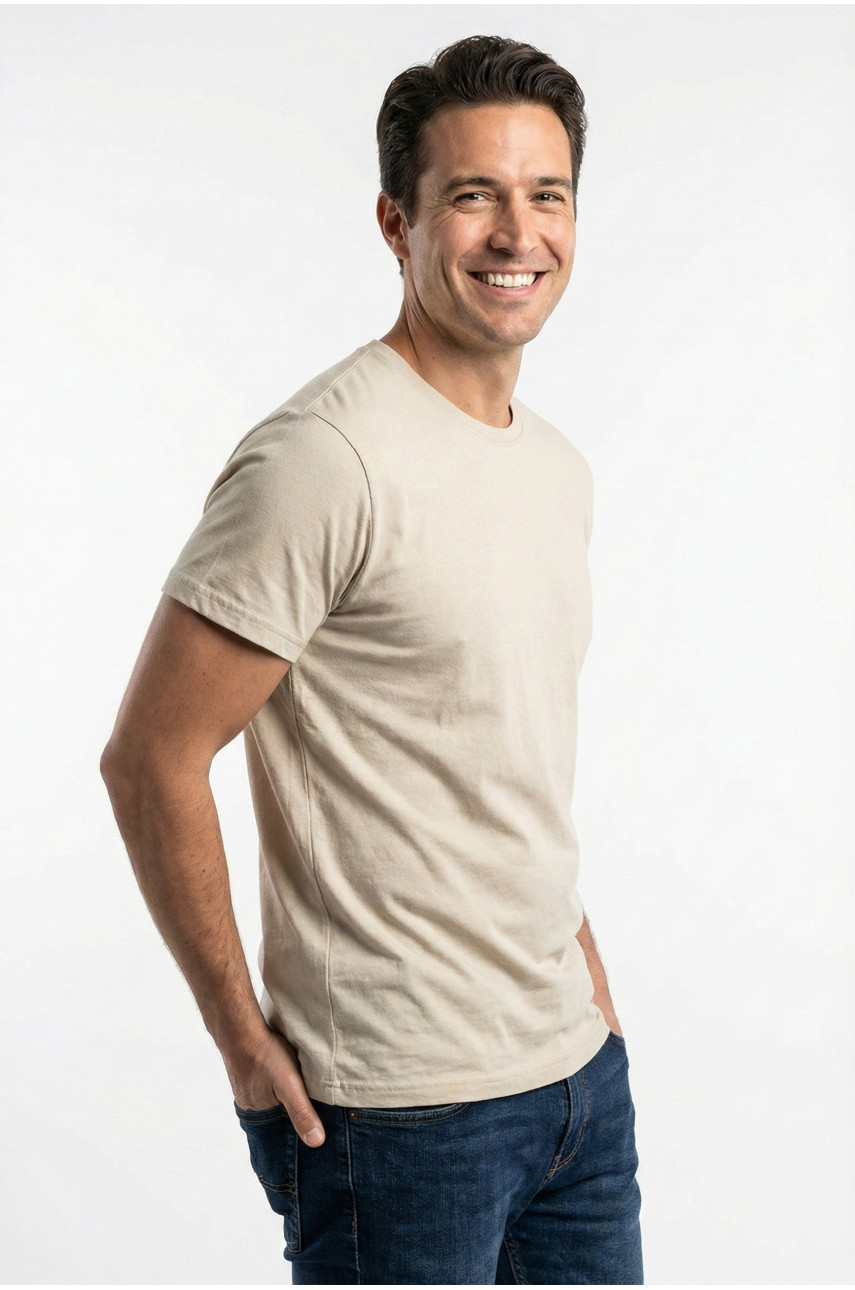 Футболка чоловіча однотонна світло-бежевого кольору 210128