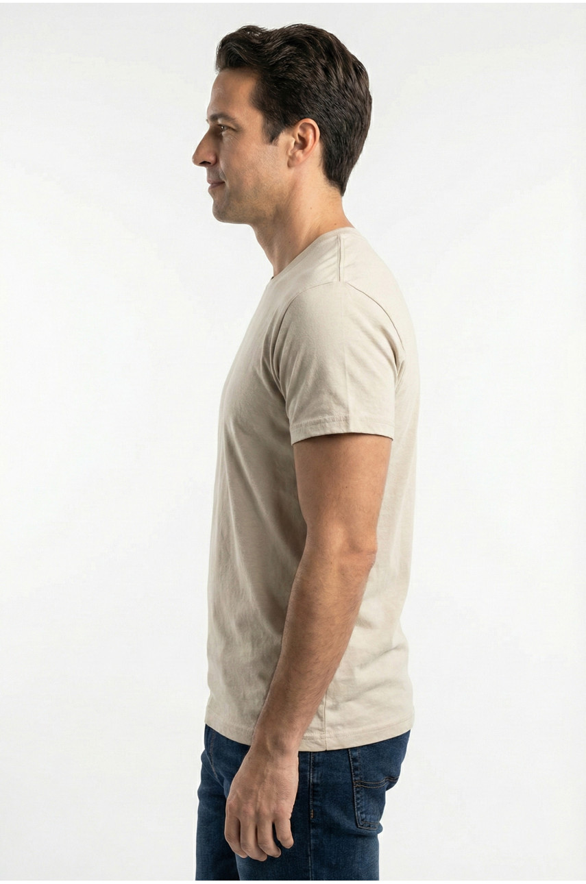 Футболка чоловіча однотонна світло-бежевого кольору 210128