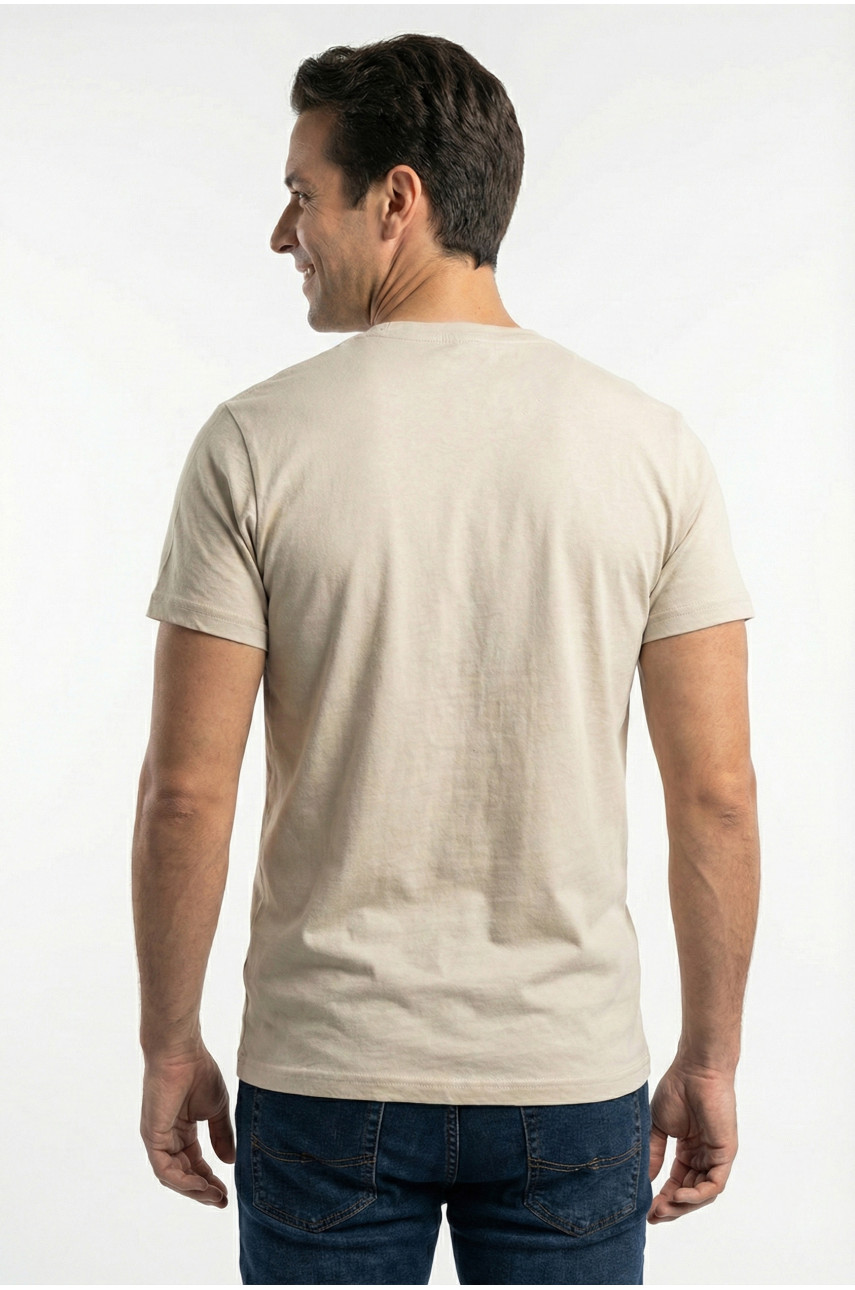 Футболка чоловіча однотонна світло-бежевого кольору 210128