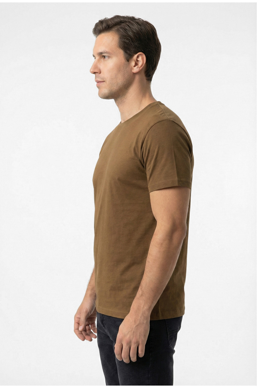 Футболка чоловіча однотонна коричневого кольору 210129