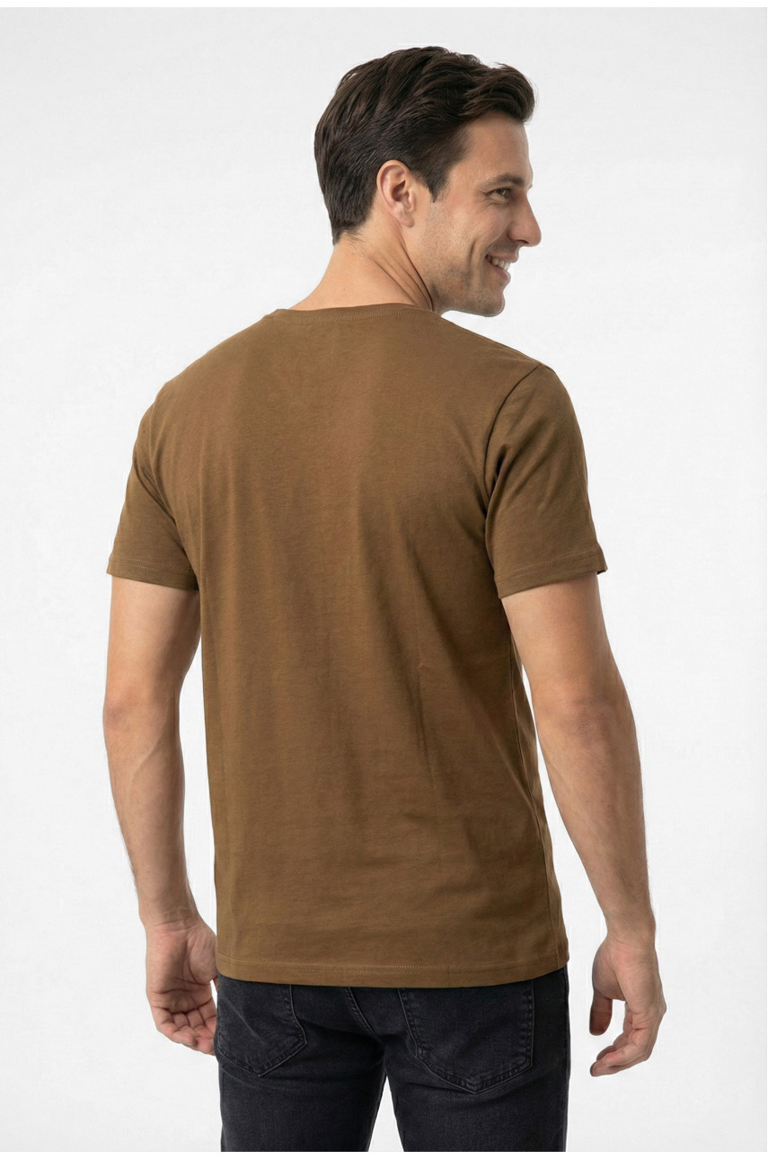 Футболка чоловіча однотонна коричневого кольору 210129