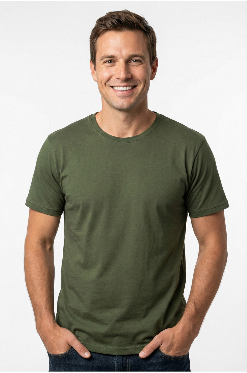 Футболка чоловіча батальна однотонна кольору хакі 210130