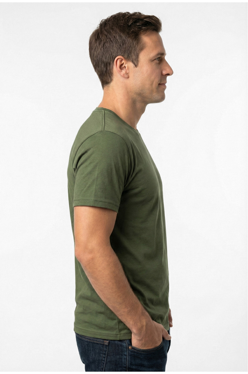 Футболка чоловіча батальна однотонна кольору хакі 210130