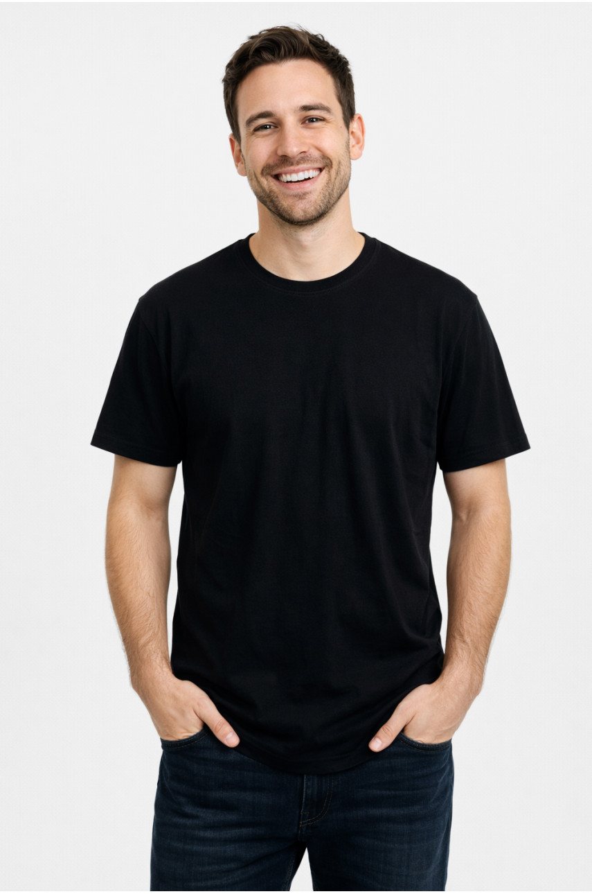 Футболка чоловіча батальна однотонна чорного кольору 210131