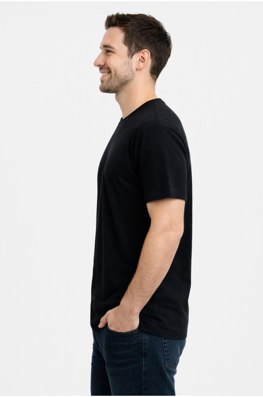 Футболка чоловіча батальна однотонна чорного кольору 210131