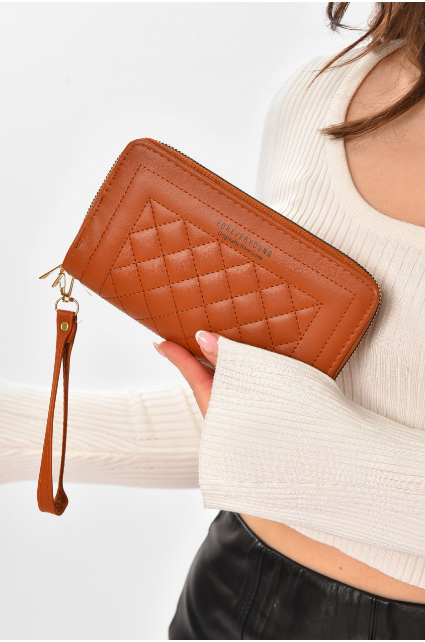 Кошелек женский из экокожи коричневого цвета YZ-311 210140 Кошелек женский из экокожи коричневого цвета YZ-311 210140