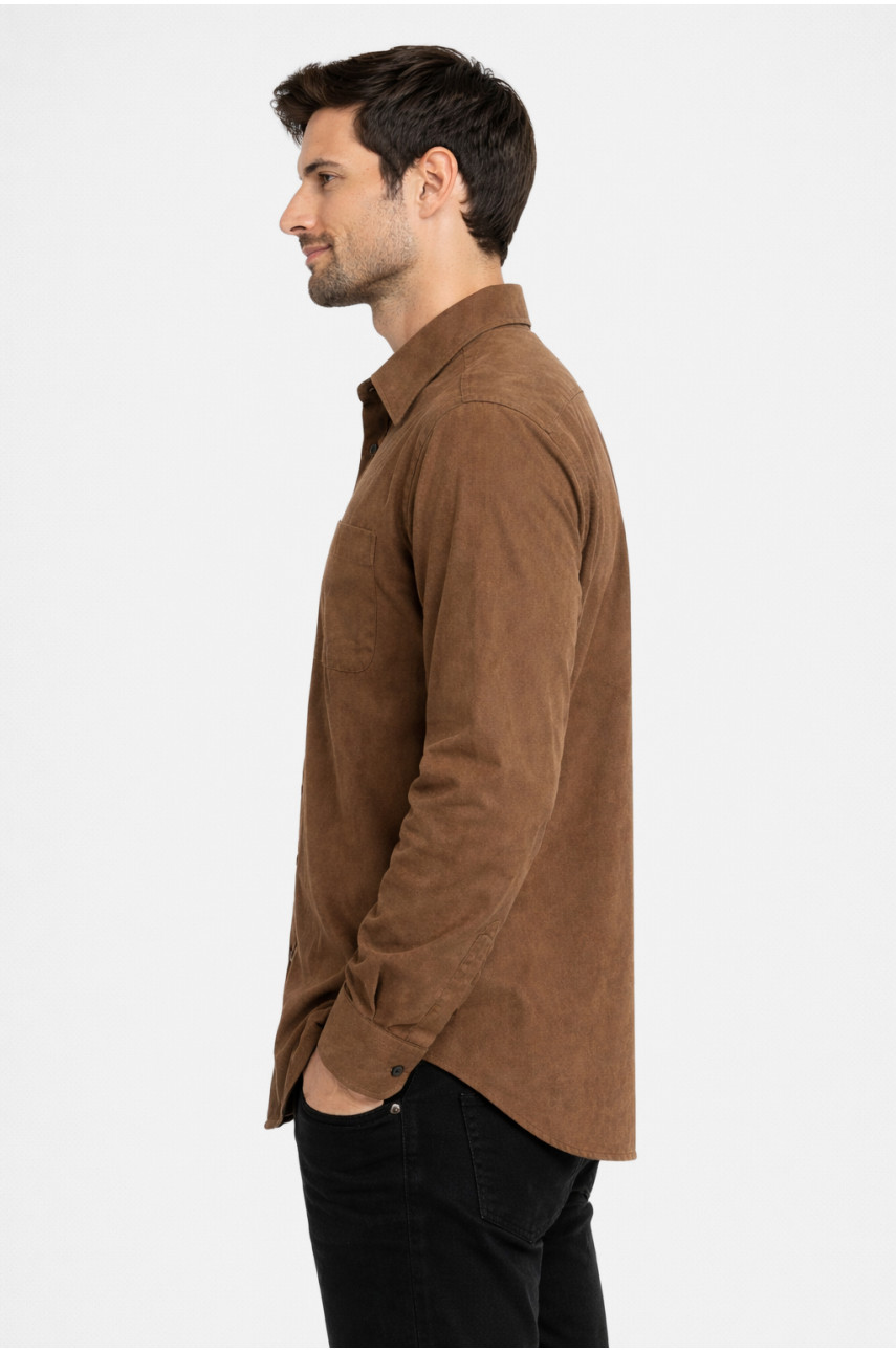 Сорочка чоловіча однотонна коричневого кольору 210145