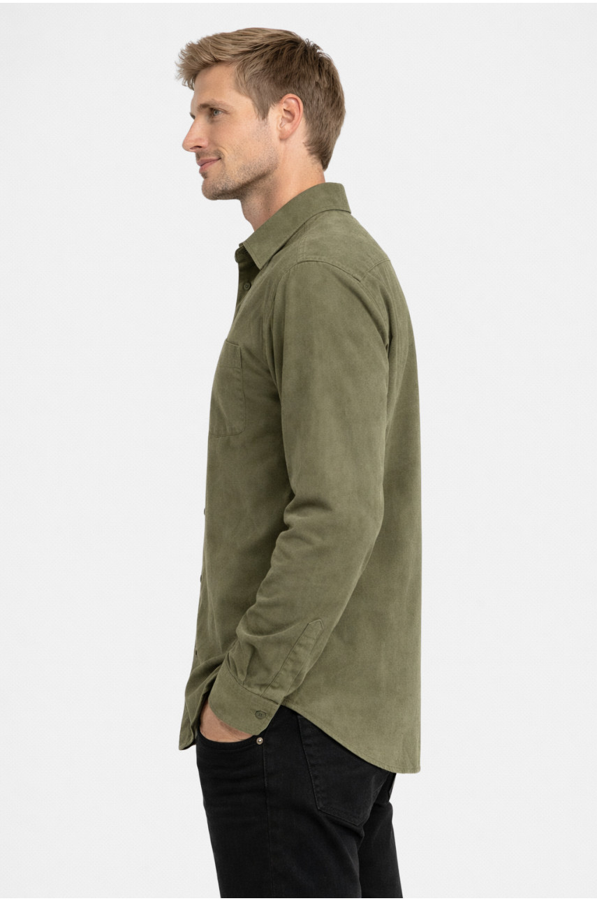 Сорочка чоловіча однотонна кольору хакі 210147