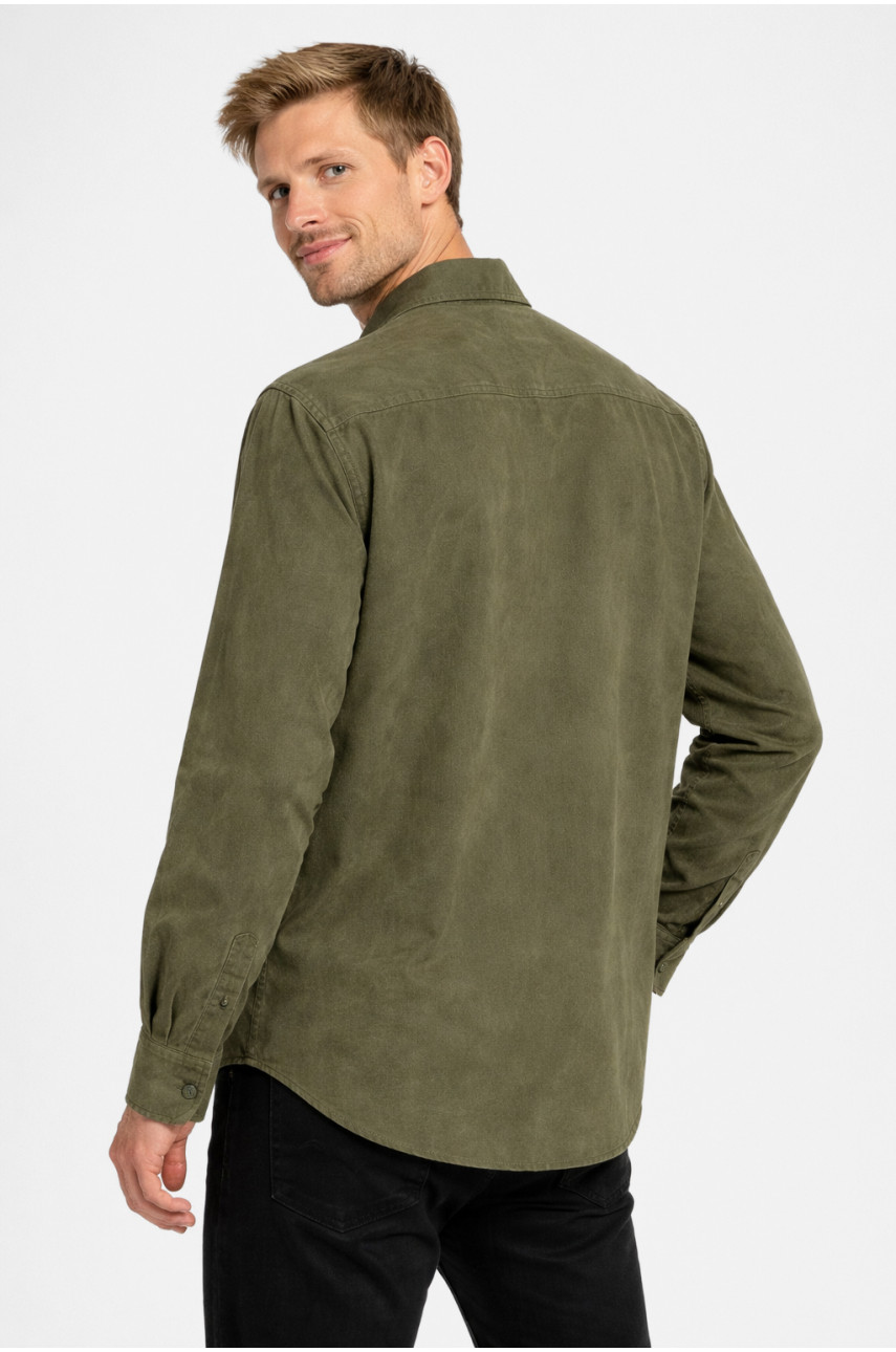 Сорочка чоловіча однотонна кольору хакі 210147