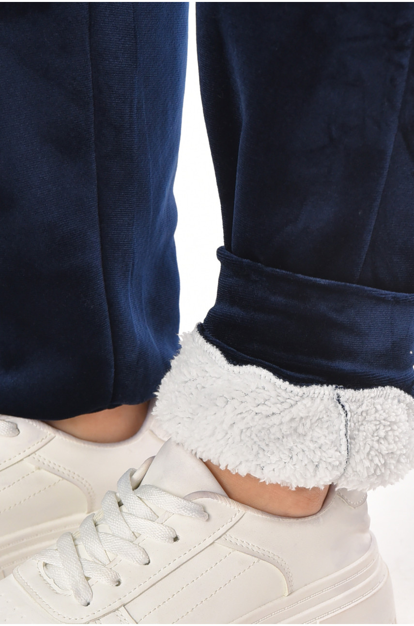 Штаны женские на искусственном меху темно-синего цвета С207-2 210153