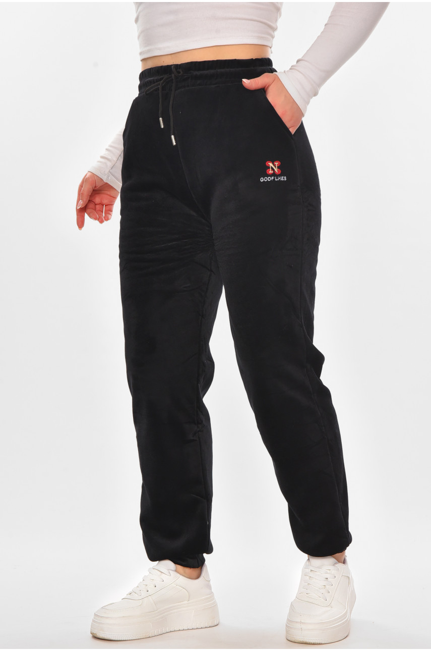 Штаны женские на искусственном меху черного цвета С207-2 210154