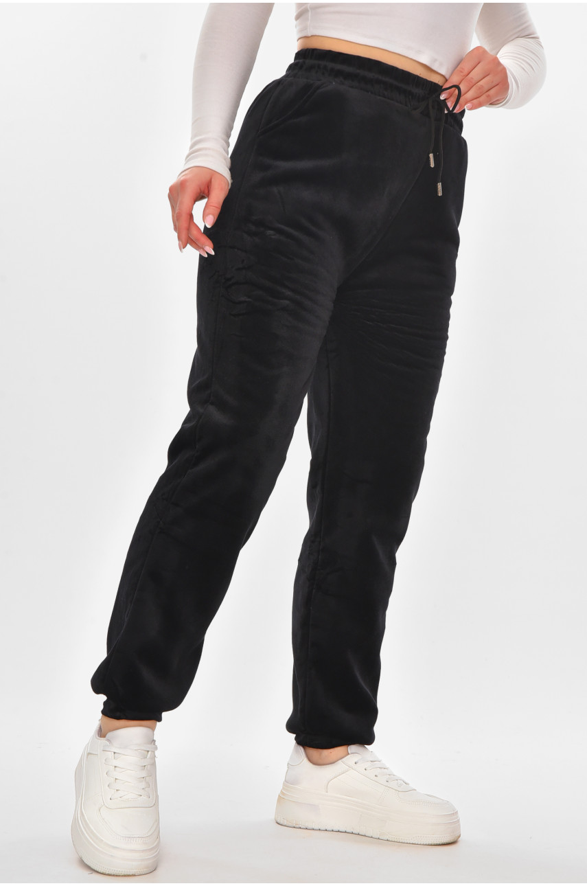 Штаны женские на искусственном меху черного цвета С207-2 210154