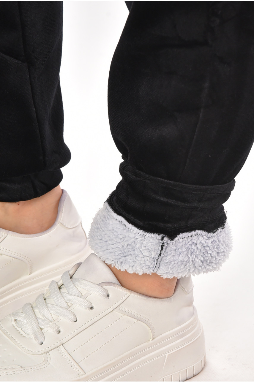 Штаны женские на искусственном меху черного цвета С207-2 210154