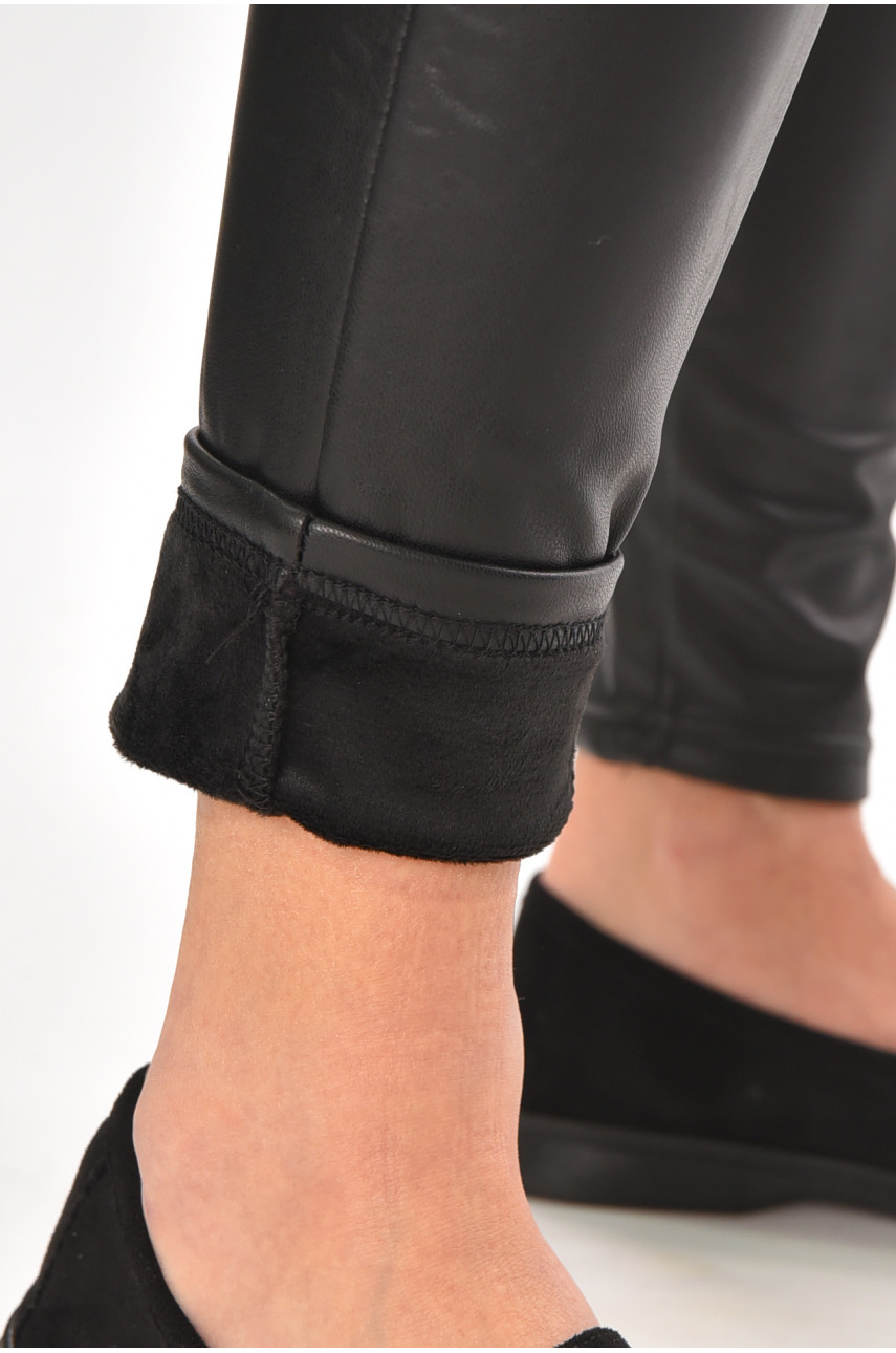 Лосини жіночі еко-шкіра утеплені чорного кольору 0016 210159