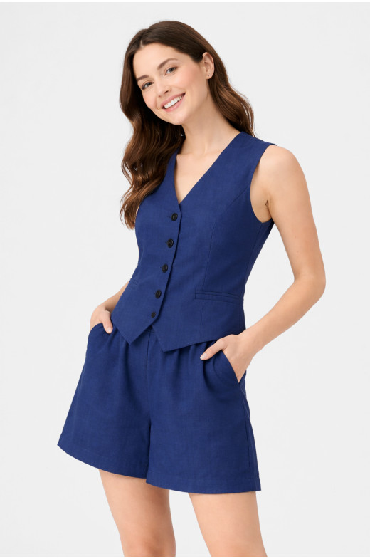 Костюм женский однотонный тёмно-синего цвета 615 210170