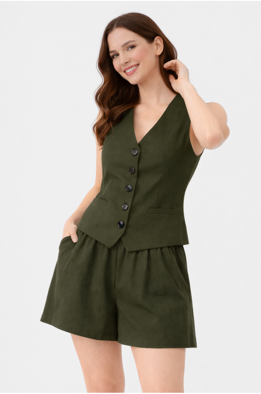 Костюм женский однотонный цвета хаки 615 210171 Костюм женский однотонный цвета хаки 615 210171