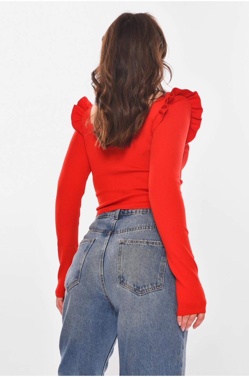 Кофта жіноча з рюшами однотонна червоного кольору 6681 210180