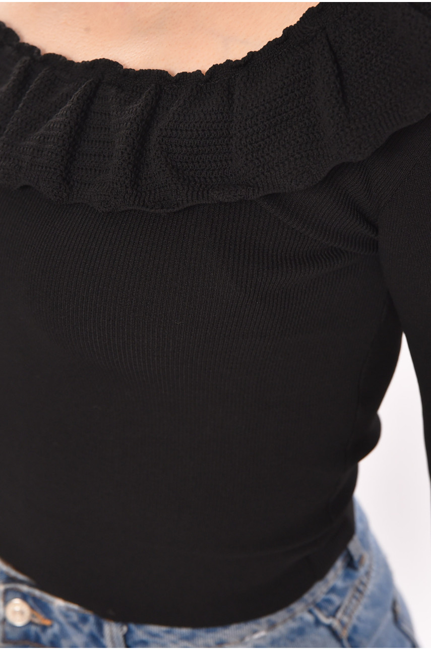 Кофта жіноча з рюшами однотонна чорного кольору 7139 210190