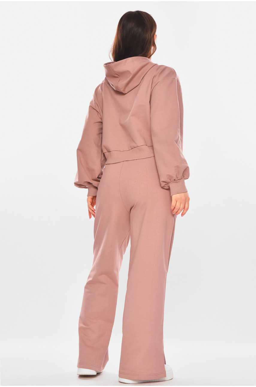 Спортивний костюм жіночий однотонний темно-рожевого кольору 6809 210200