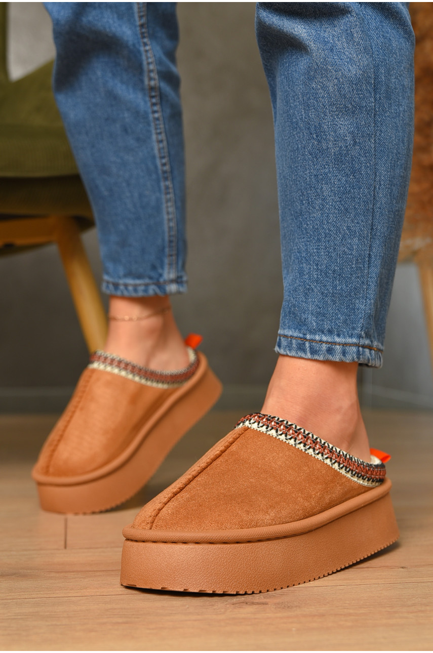 Домашние тапочки женские коричневого цвета Уценка WF6026 210217