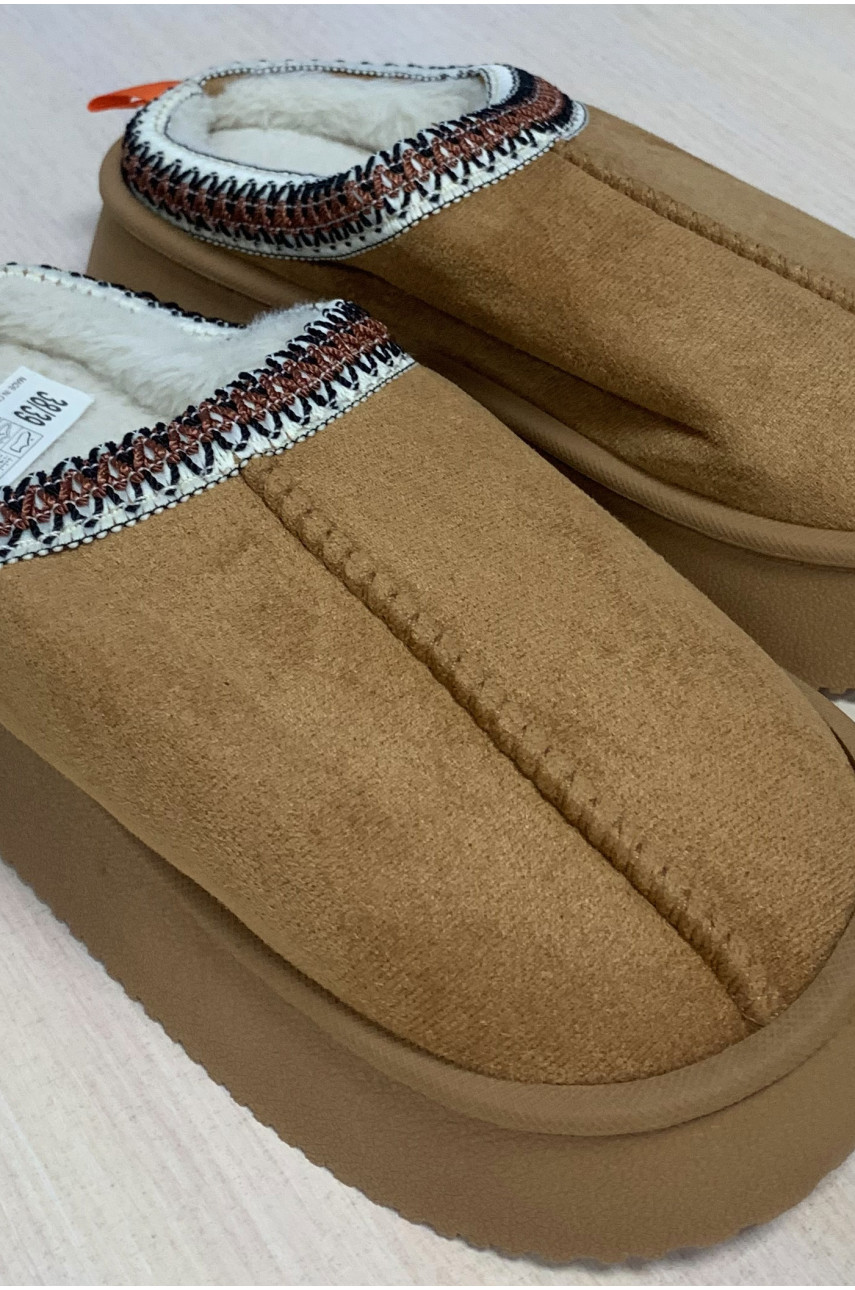 Домашние тапочки женские коричневого цвета Уценка WF6026 210217