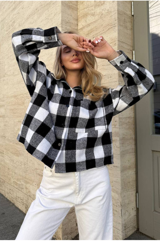 Рубашка женская байковая черного цвета с принтом 1043 210223