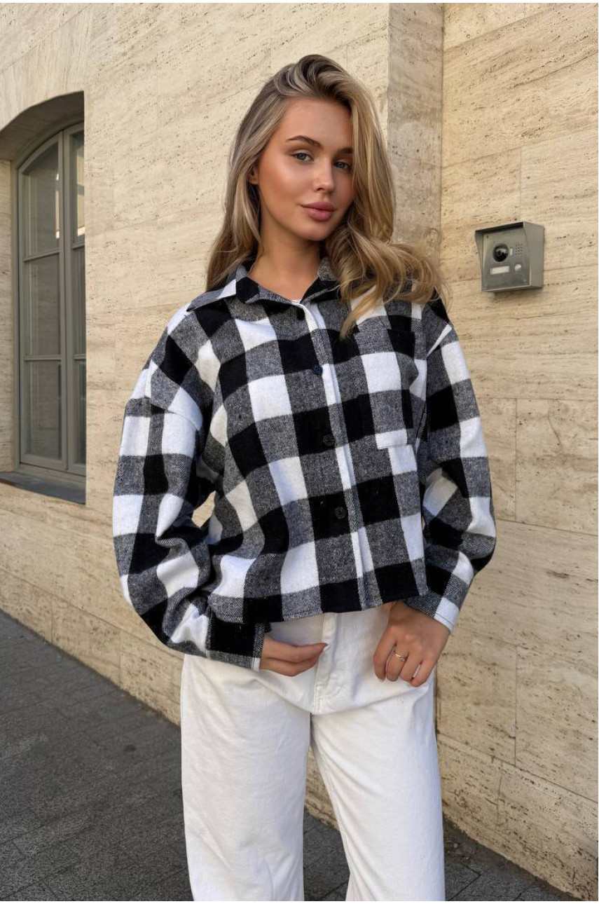 Рубашка женская байковая черного цвета с принтом 1043 210223