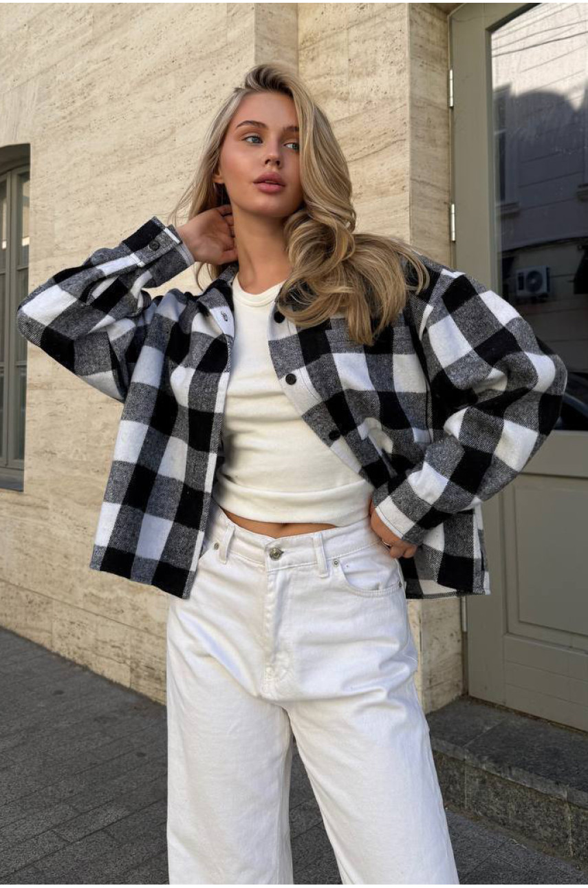 Рубашка женская байковая черного цвета с принтом 1043 210223 Рубашка женская байковая черного цвета с принтом 1043 210223